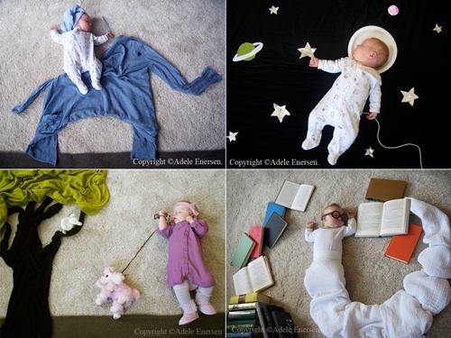 Fotos creativas de un bebé durmiendo
