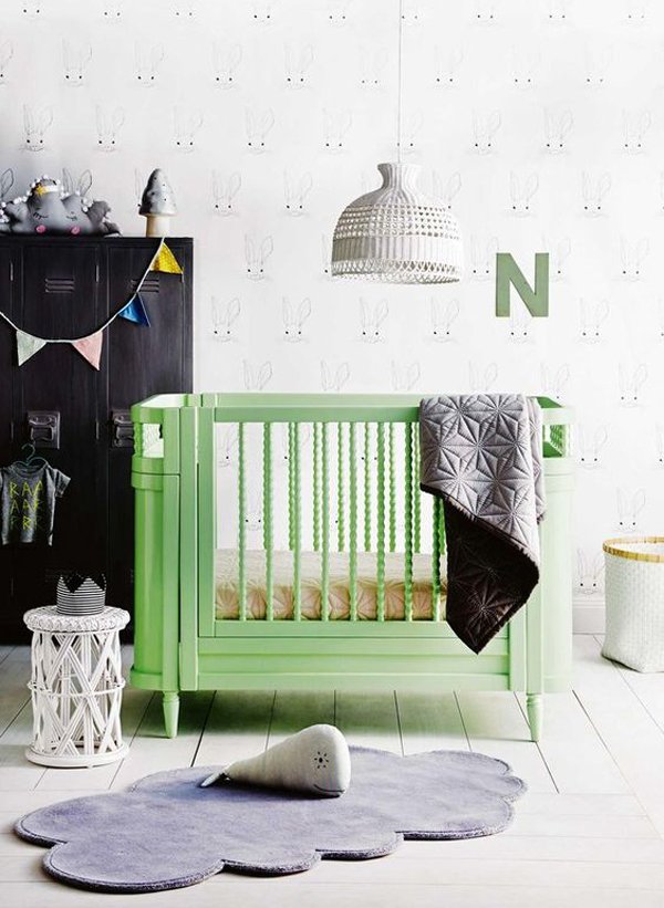 Habitaciones de bebé en tonos verdes