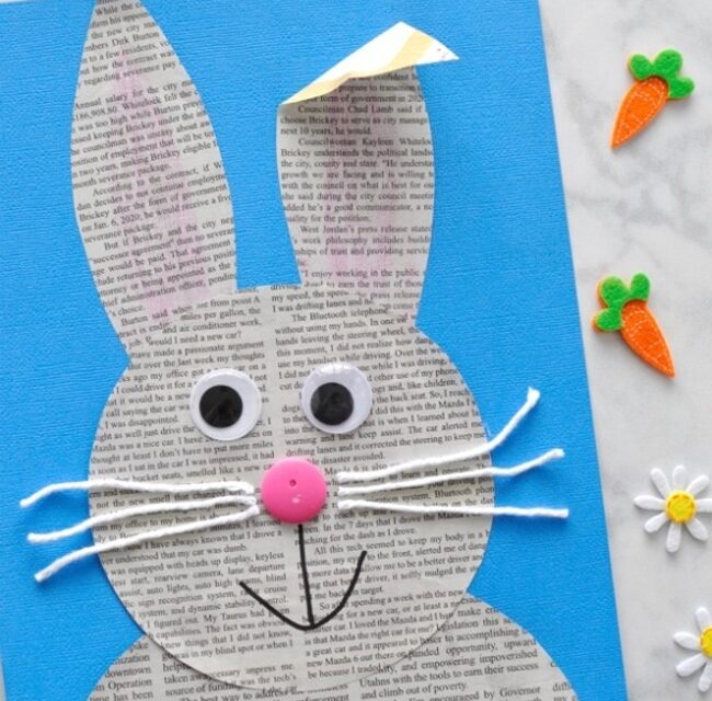 Manualidad infantil: un conejo con periódico