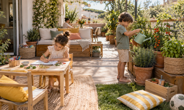 Cómo crear un rincón de jardín familiar que también disfruten los niños