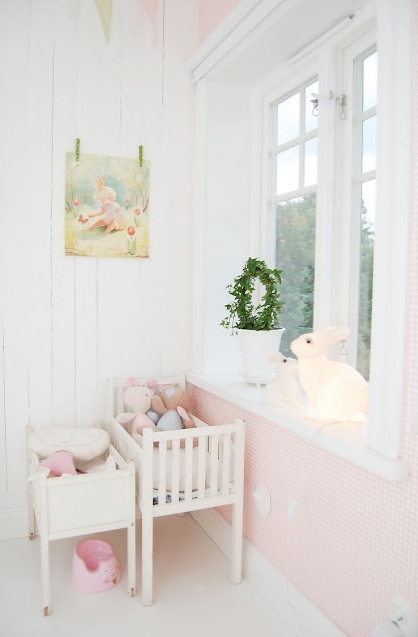 Una habitación de niña en Dalarna, Suecia